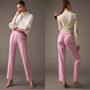 Maeve by Anthropologie Pintuck Tapered High Rise Cuffed Trousers in Lilac Size 4